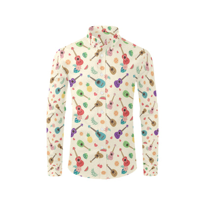 Ukulele Pattern Print Design 01 Men's Long Sleeve Shirt
