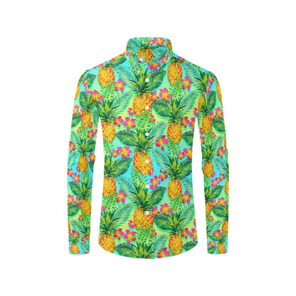 Pineapple Pattern Print Design PP010 Men's Long Sleeve Shirt