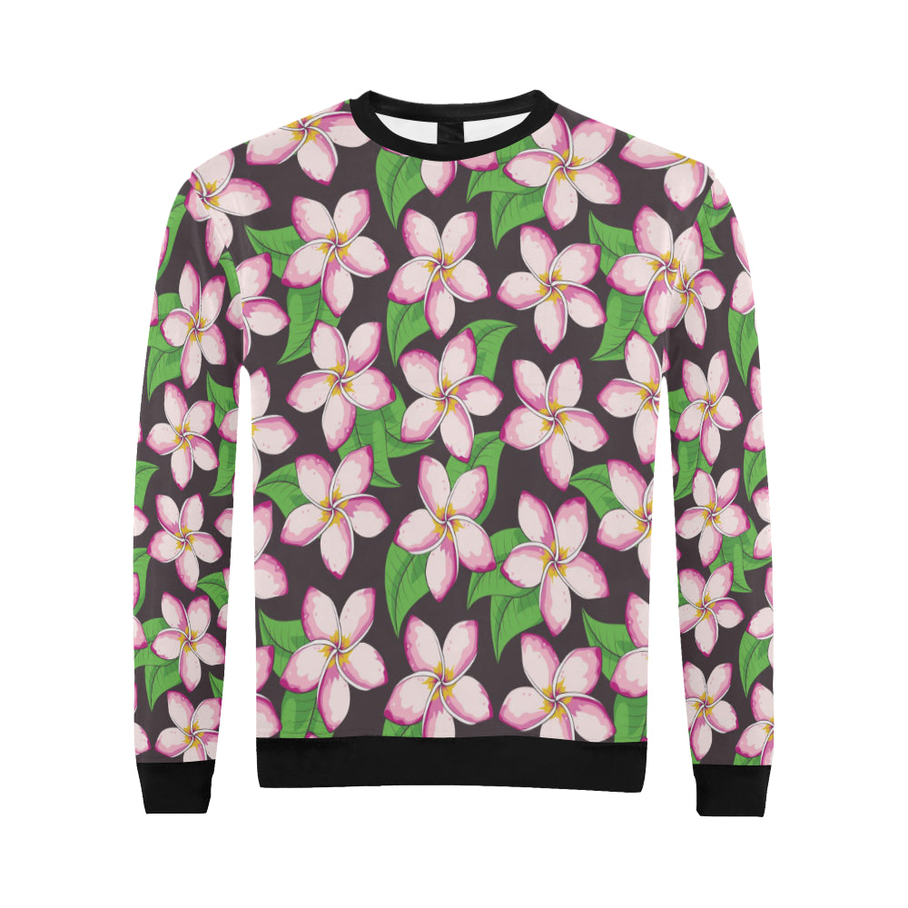 Pink Plumeria Pattern Print Design PM019 Men Long Sleeve Sweatshirt