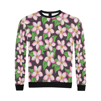 Pink Plumeria Pattern Print Design PM019 Men Long Sleeve Sweatshirt