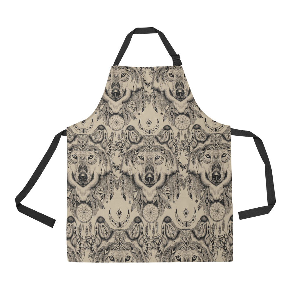 Indian Boho Wolf Apron with Pocket