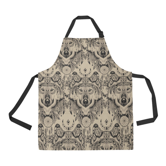 Indian Boho Wolf Apron with Pocket