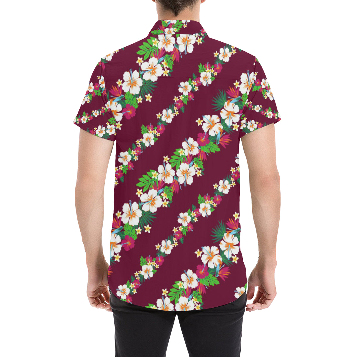 Hawaiian Themed Pattern Print Design H06 Men's Short Sleeve Button Up Shirt