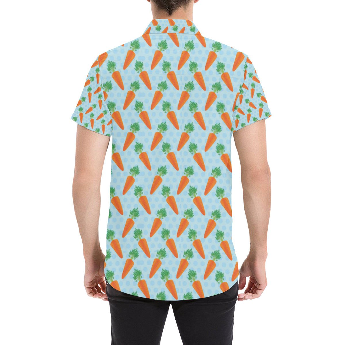 Carrot Pattern Print Design 01 Men's Short Sleeve Button Up Shirt