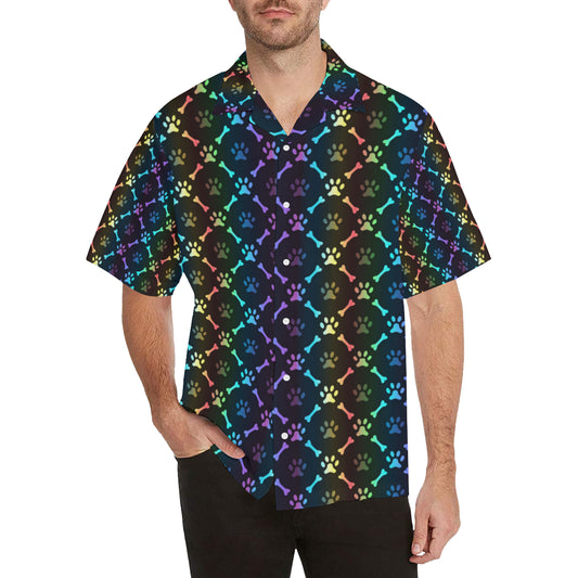 Paw Rainbow Pattern Print Design A01 Men's Hawaiian Shirt