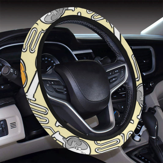 Chemical Pattern Print Design 04 Steering Wheel Cover with Elastic Edge
