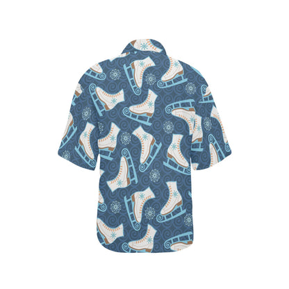 Ice Skate Pattern Print Design 01 Women's Hawaiian Shirt