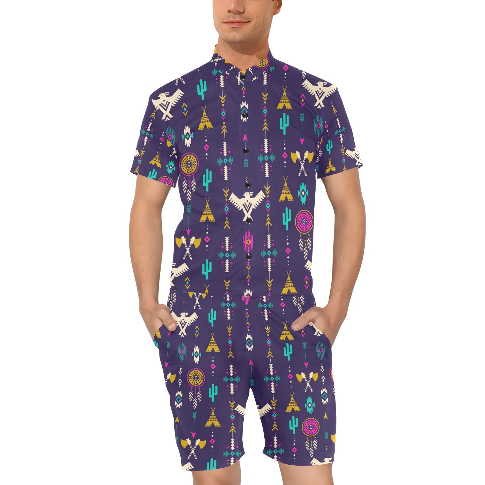 Native American Eagle Indian Pattern Men's Romper