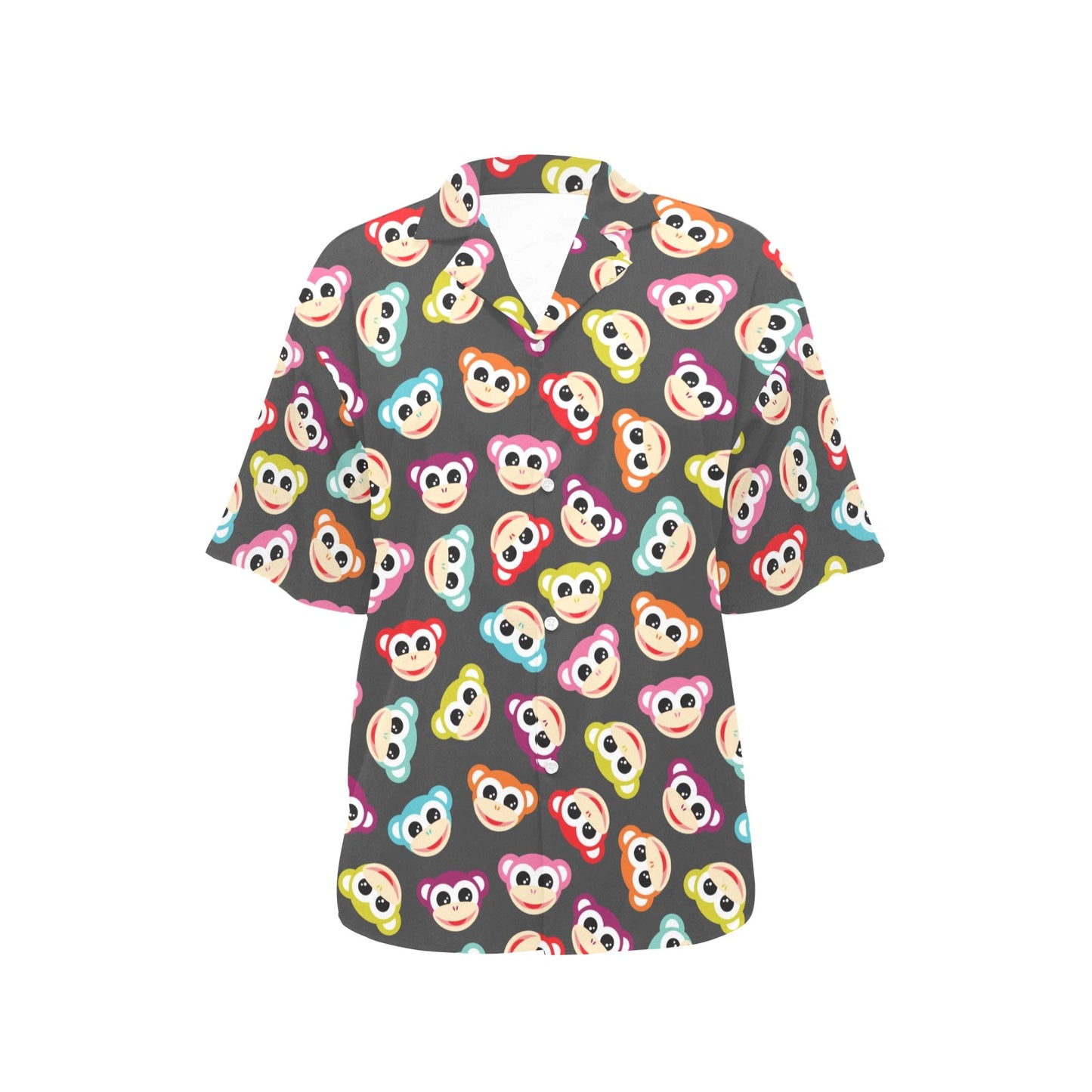 Monkey Head Design Themed Print Women's Hawaiian Shirt