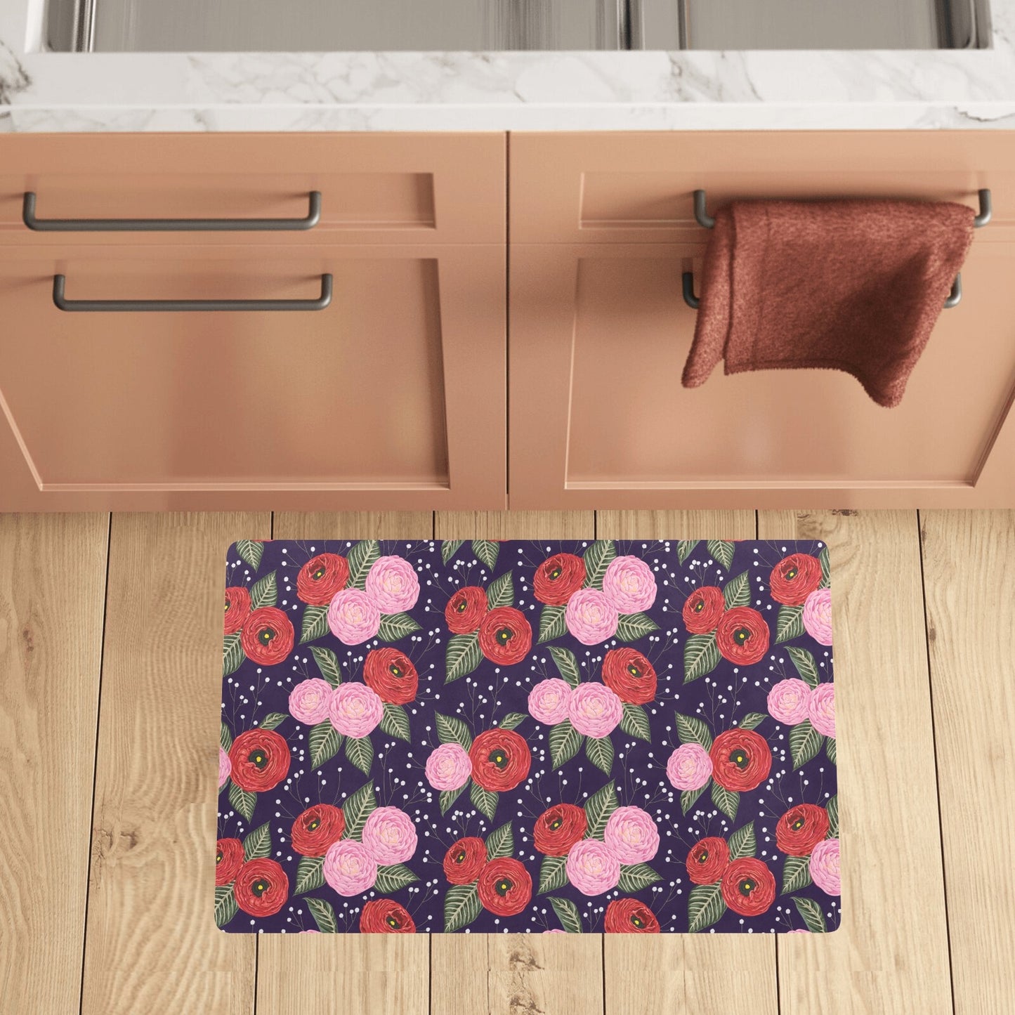 Camellia Pattern Print Design CM02 Kitchen Mat