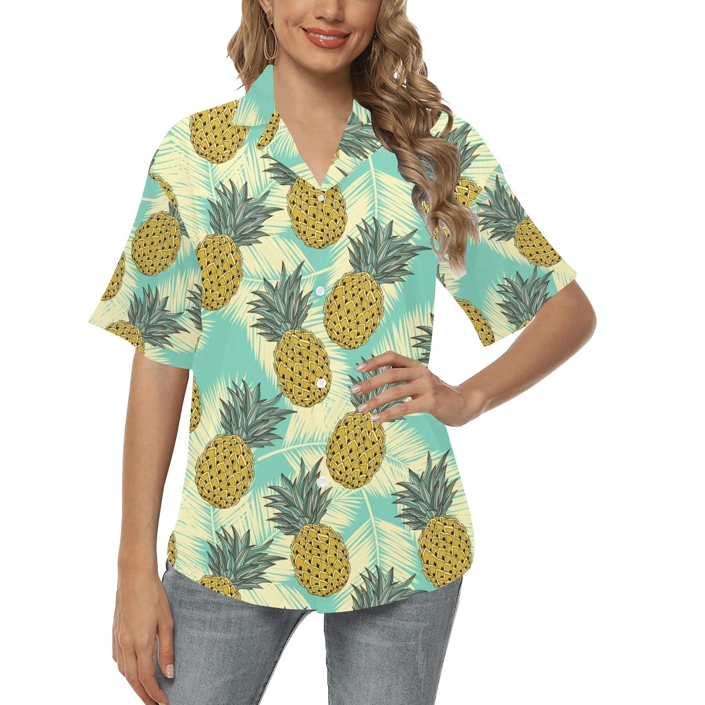 Pineapple Pattern Print Design PP03 Women's Hawaiian Shirt