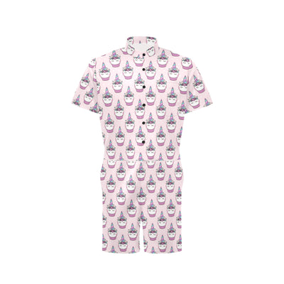 Cupcakes Unicorn Print Pattern Men's Romper