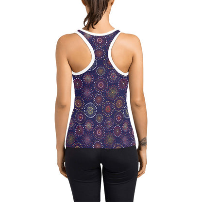 Firework Flower Style Print Design LKS302 Women's Racerback Tank Top