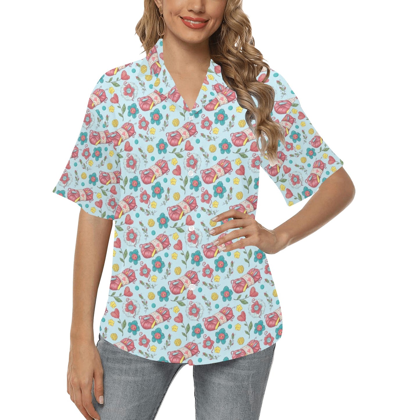 Crochet Pattern Print Design 01 Women's Hawaiian Shirt