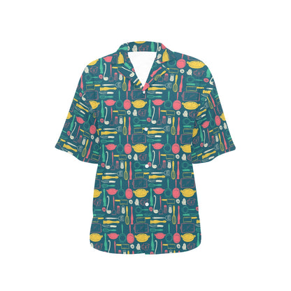 Cooking Kitchen Tools Pattern Print Design 01 Women's Hawaiian Shirt