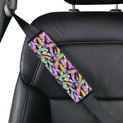 Neon Feather Pattern Print Design A02 Car Seat Belt Cover