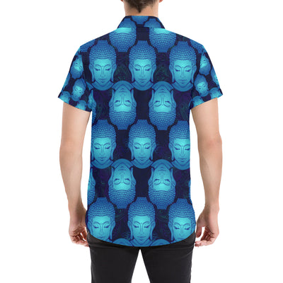 Buddha Head Mandala Men's Short Sleeve Button Up Shirt