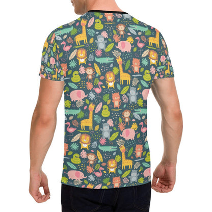Safari Animal Cartoon Print Design LKS305 Men's All Over Print T-shirt