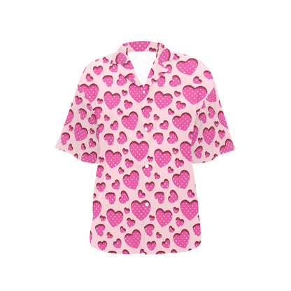 Heart Pink Pattern Print Design HE06 Women's Hawaiian Shirt