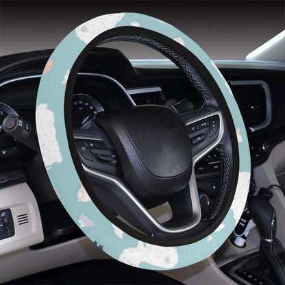 Alpaca Pattern Print Design 02 Steering Wheel Cover with Elastic Edge