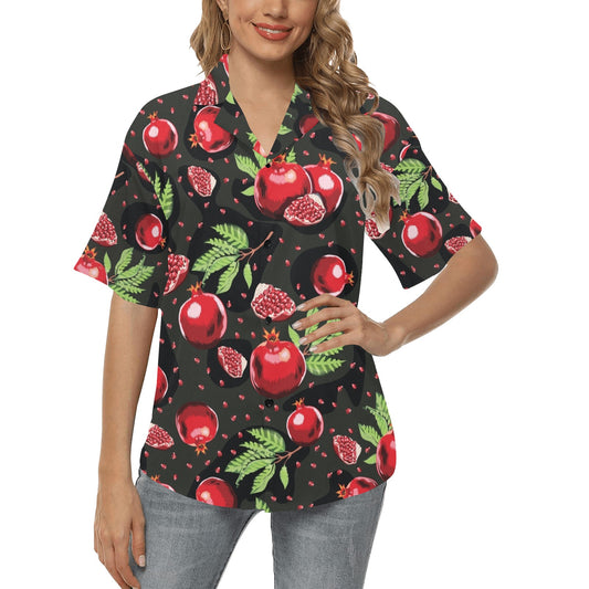 Pomegranate Pattern Print Design PG06 Women's Hawaiian Shirt