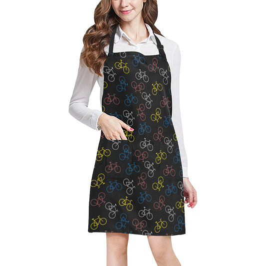 Bicycle Pattern Print Design 03 Apron with Pocket