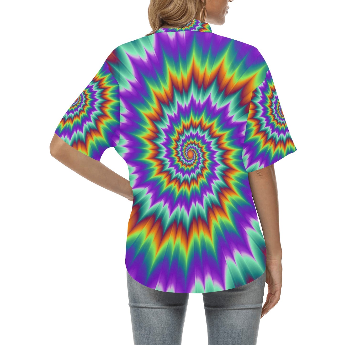Optical illusion Pulsing fiery spirals Women's Hawaiian Shirt