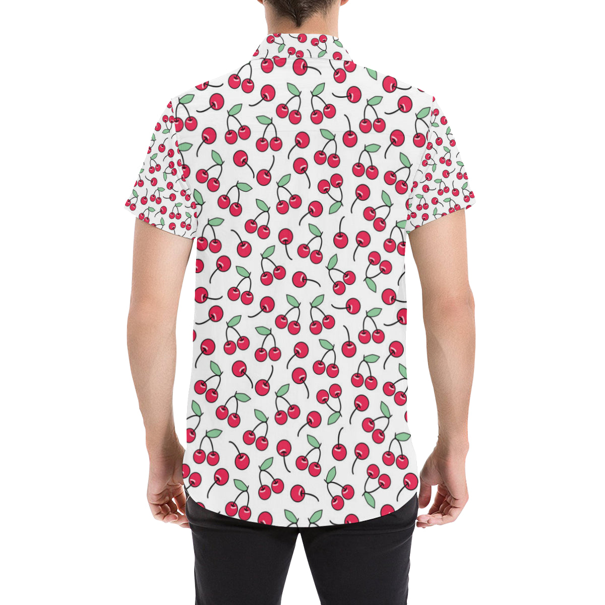 Cherry Pattern Print Design 03 Men's Short Sleeve Button Up Shirt
