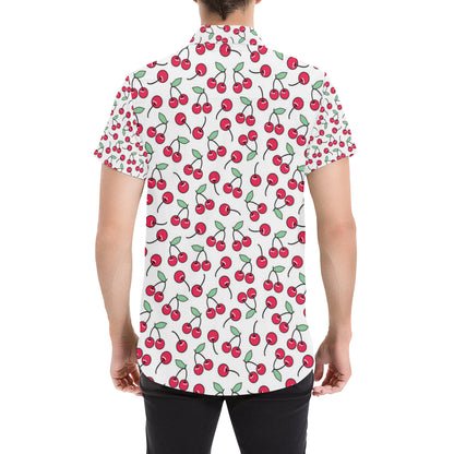 Cherry Pattern Print Design 03 Men's Short Sleeve Button Up Shirt