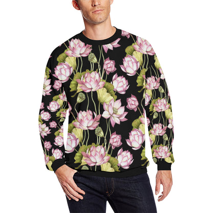 Water Lily Pattern Print Design WL06 Men Long Sleeve Sweatshirt