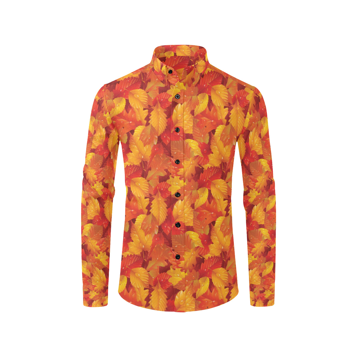 Elm Leave Autum Print Pattern Men's Long Sleeve Shirt