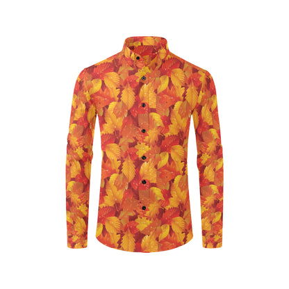 Elm Leave Autum Print Pattern Men's Long Sleeve Shirt