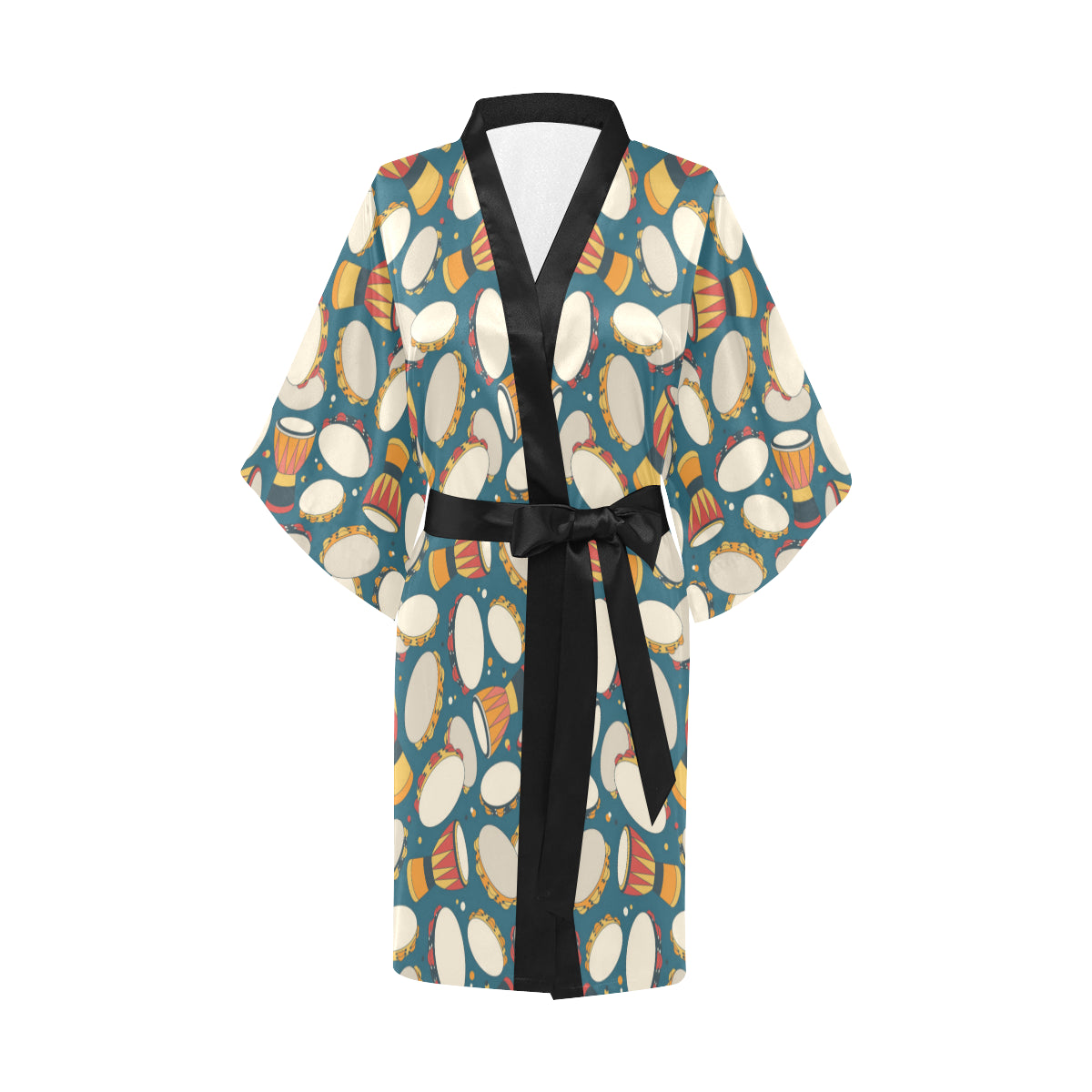 Tambourine Pattern Print Design 01 Women's Short Kimono