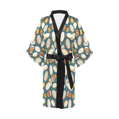 Tambourine Pattern Print Design 01 Women's Short Kimono
