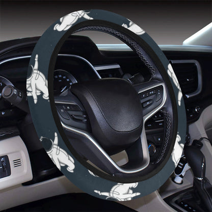 Astronaut Pattern Print Design 02 Steering Wheel Cover with Elastic Edge