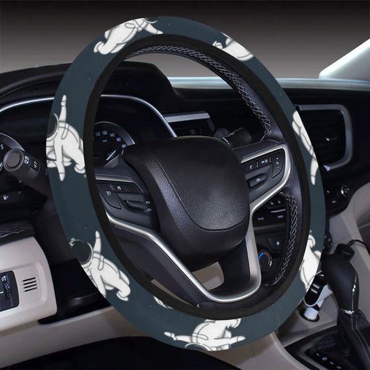 Astronaut Pattern Print Design 02 Steering Wheel Cover with Elastic Edge