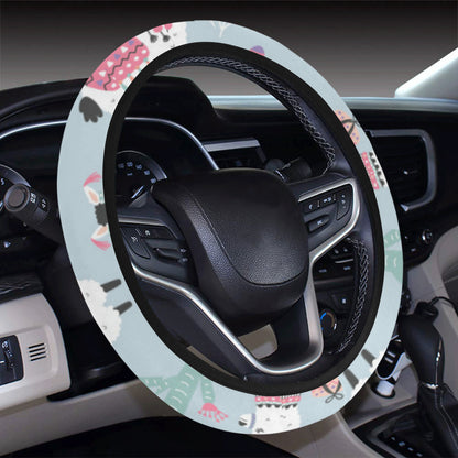 Llama Pattern Print Design 04 Steering Wheel Cover with Elastic Edge