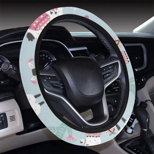 Llama Pattern Print Design 04 Steering Wheel Cover with Elastic Edge