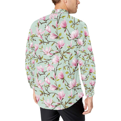 Magnolia Pattern Print Design MAG04 Men's Long Sleeve Shirt