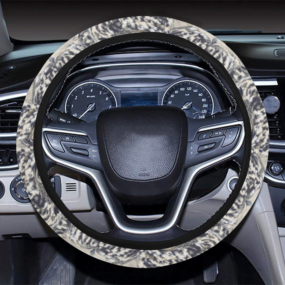 Owl Realistic Themed Design Print Steering Wheel Cover with Elastic Edge