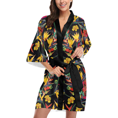 Bird Of Paradise Pattern Print Design BOP016 Women's Short Kimono