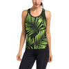 Green Neon Tropical Palm Leaves Women's Racerback Tank Top