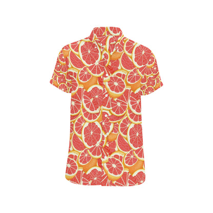 Grapefruit Pattern Print Design GF02 Men's Short Sleeve Button Up Shirt