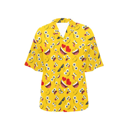 Emoji Face Print Pattern Women's Hawaiian Shirt