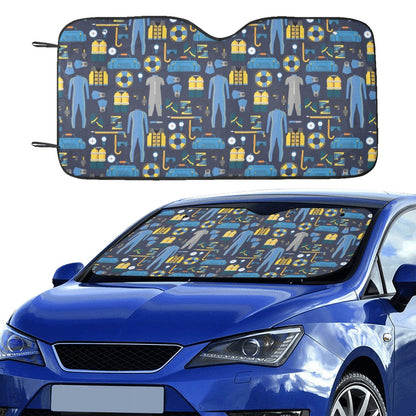 Scuba Equipment Print Design LKS305 Car front Windshield Sun Shade