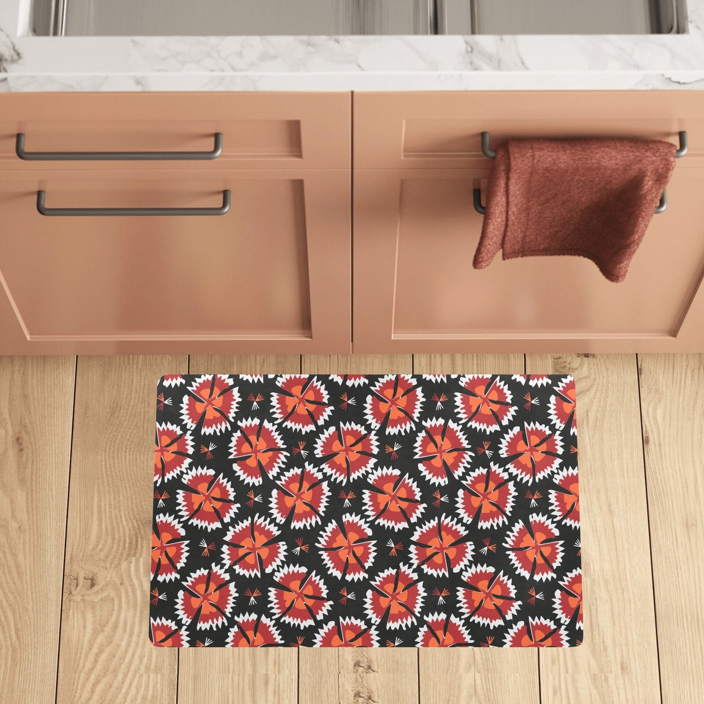 Carnations Pattern Print Design CN03 Kitchen Mat