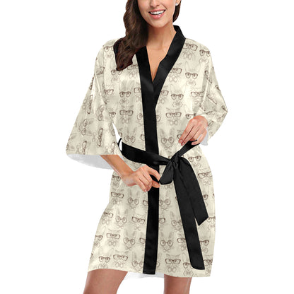 Cat Pattern Print Design 02 Women's Short Kimono