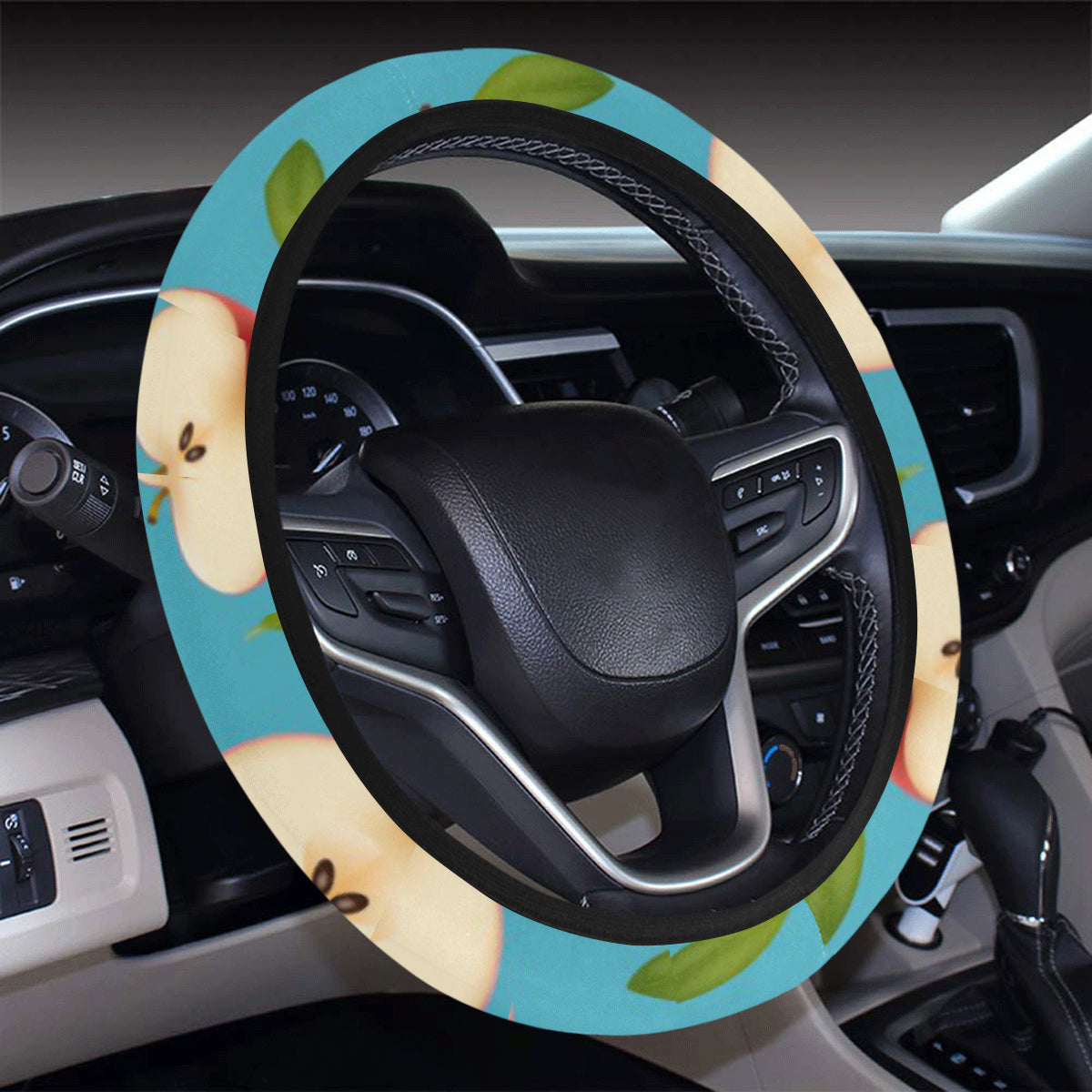 Apple Pattern Print Design AP012 Steering Wheel Cover with Elastic Edge