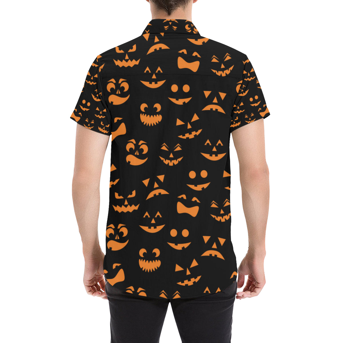 Halloween Pattern Print Design 02 Men's Short Sleeve Button Up Shirt