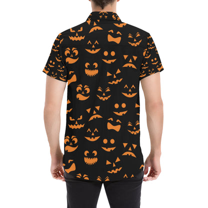 Halloween Pattern Print Design 02 Men's Short Sleeve Button Up Shirt